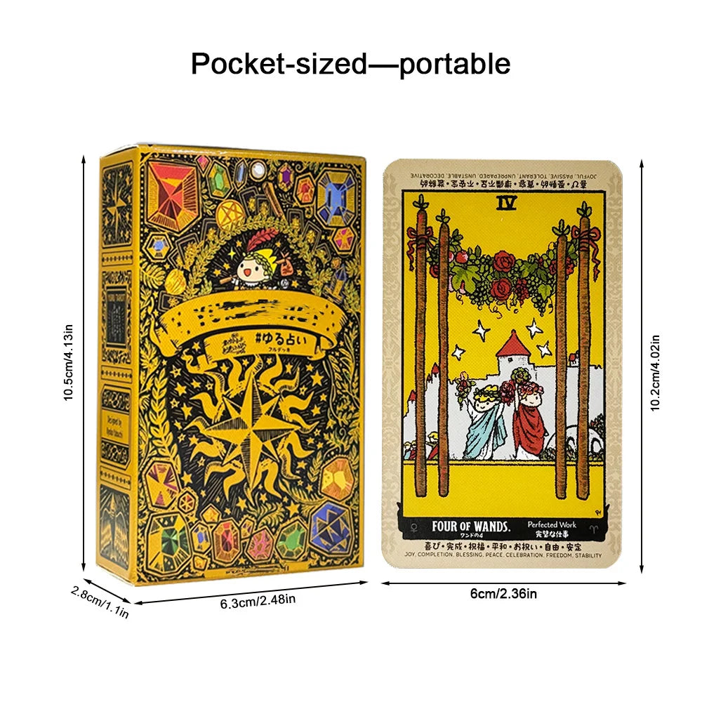 6*10.2cm Cute Anime Tarot Cards 80pcs Pocket Size Kawaii Healing Style Tarot Deck for Beginners Fortune Telling Board Game