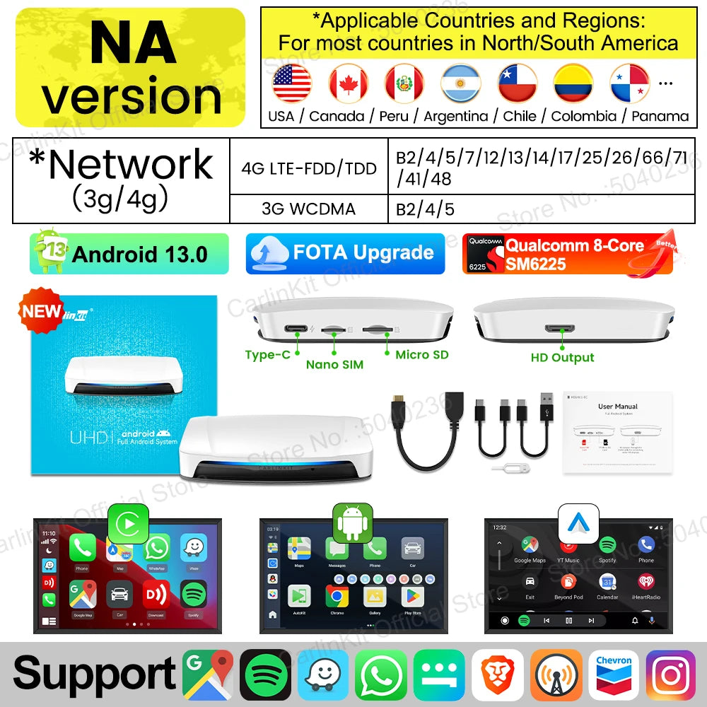 2026 New CarlinKit Android 13 CarPlay AI Box HDMI Wireless CarPlay Android Auto TV Video Box Qualcomm SDM660 8-Core Split Screen