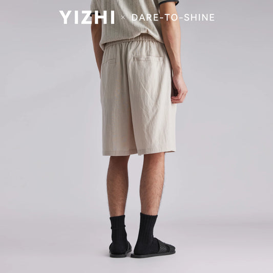 Men Lyocell Textured Japanese Style Casual Shorts 2026 Summer Loose Breathable Versatile Straight Leg 5 Inch Bermuda Pants