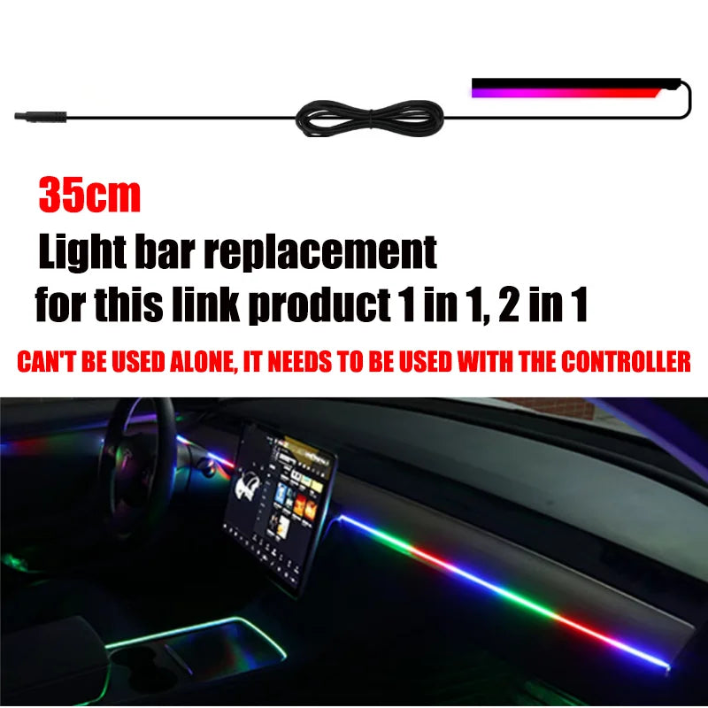 LED Symphony Ambient Lights Strip Car Interior Streamer RGB LED Neon Hidden Acrylic Strip Decoration Atmosphere Lamp USB