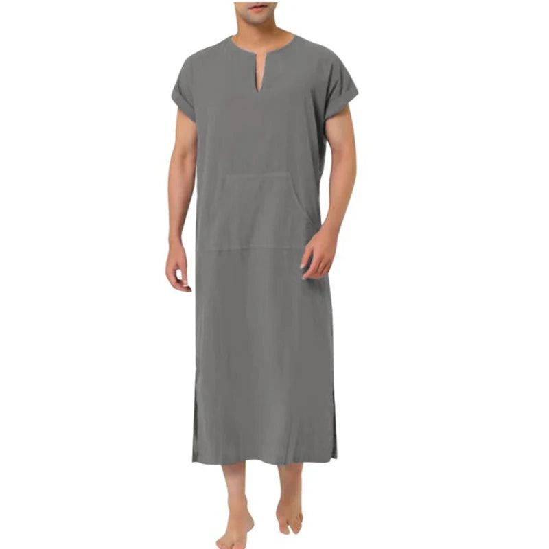 Arabic Style Minimalist Short/Long Sleeve Men's Muslim Robe Abaya Islamic Men Clothing Fashion Muslim Sets Saudi Caftan Abayat