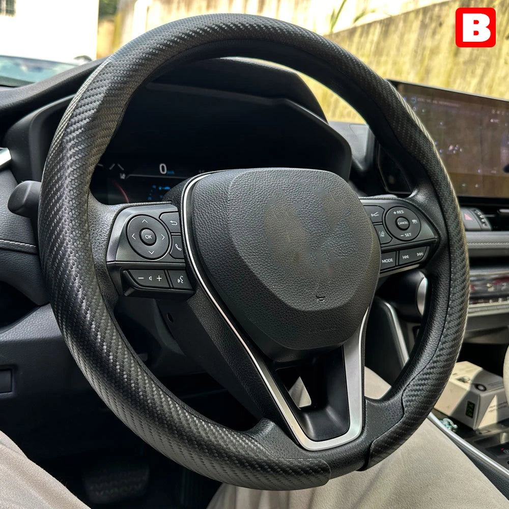 Universal Car Steering wheel cover Carbon Fiber Suede Fur Leather Styling Anti-slip Round shape Steering wheel Auto Accessories