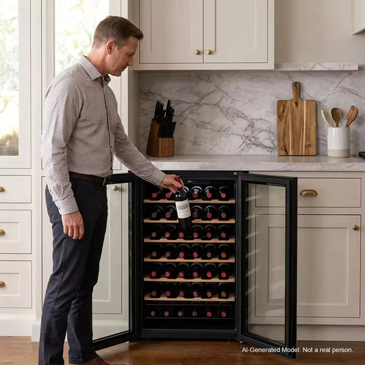 3.36 Cu.ft 34 Bottles Wine Refrigerator Freestanding Wine Cooler 36℉-75℉ Single Zone Wine Chiller Glass Door Wine Storage Cabinet For Home Bar Kitchen