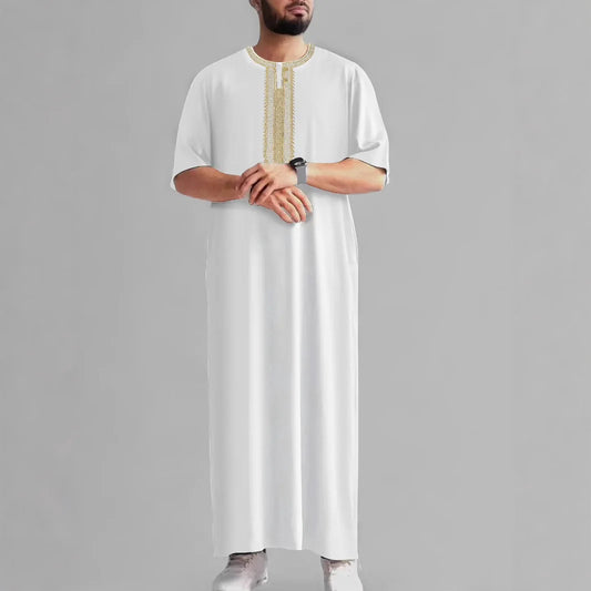 2026 New Embroidered Men's Apparel With Side Pockets Retro 2026 Muslim Long Dress Robe Abaya Ramadan Dubai Luxury Islam Elegant