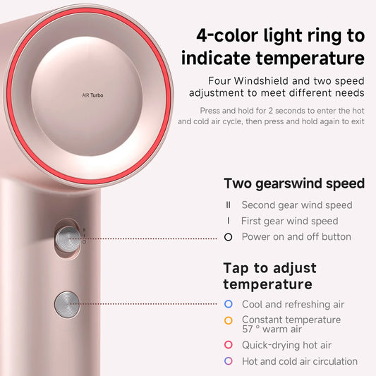 DOCOLAB High Speed Hair Dryer UK Plug Negative Ions Straightener 525g Lightweight Magnetic Nozzle Blow Dryer Home Travel Gift