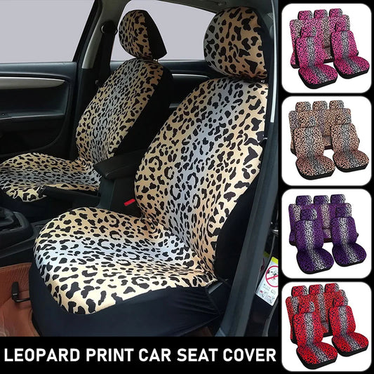Fashion Leopard Print Car Seat Cover Full Surrounding Four Seasons Universal Breathable Non-slip Cushion Cover Car Interior