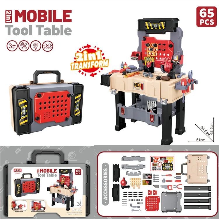 Kids Tool Bench Set with Realistic Tools Pretend Play Construction Workbench Playset Toy for Toddler Birthday Gifts for Boy Girl