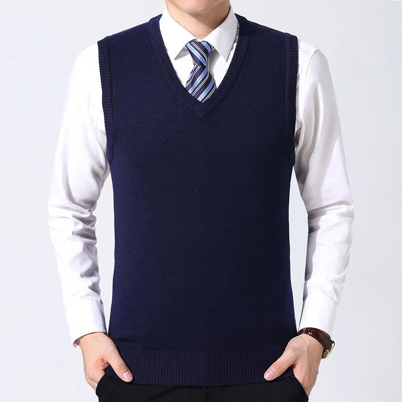 2025 New Fashion Brand Sweater Man Pullovers Vest Slim Fit Jumpers Knitwear Sleeveless Winter Korean Style Casual Clothing Men