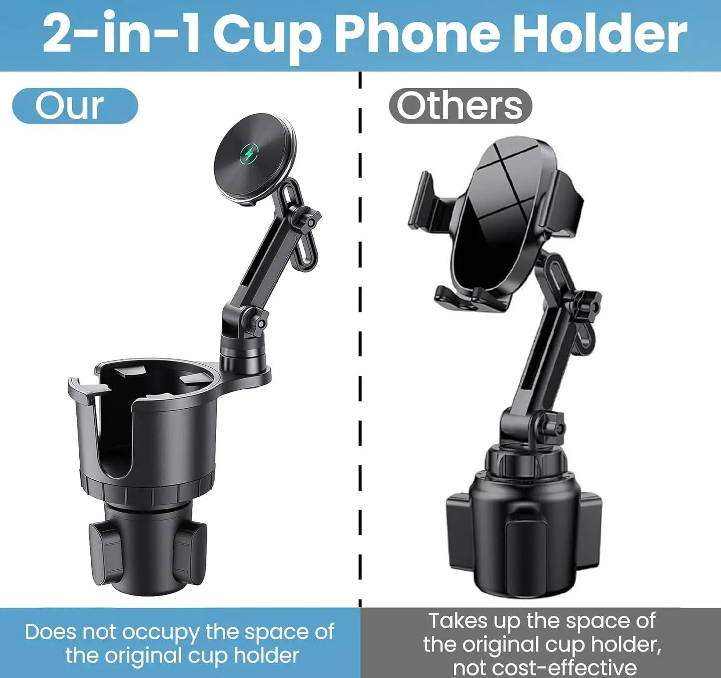 New Car Phone Holder Multifunctional Car Cup Holder Suction Mobile Phone Navigation Holder Magnetic Wireless Charger