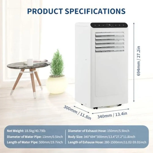 2025 New Model Portable Air Conditioner, 8000 BTU Air Conditioner Cool Up to 350 Sq.Ft, 3-in-1 AC Unit, Dehumidifier, Fan, Wind
