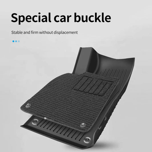6PCS Floor Mats for Tesla Model Y highlad3 Double Layer 3D TPE Menis Carpet Velvet Waterproof Washable Two Layers Car Floor Pads
