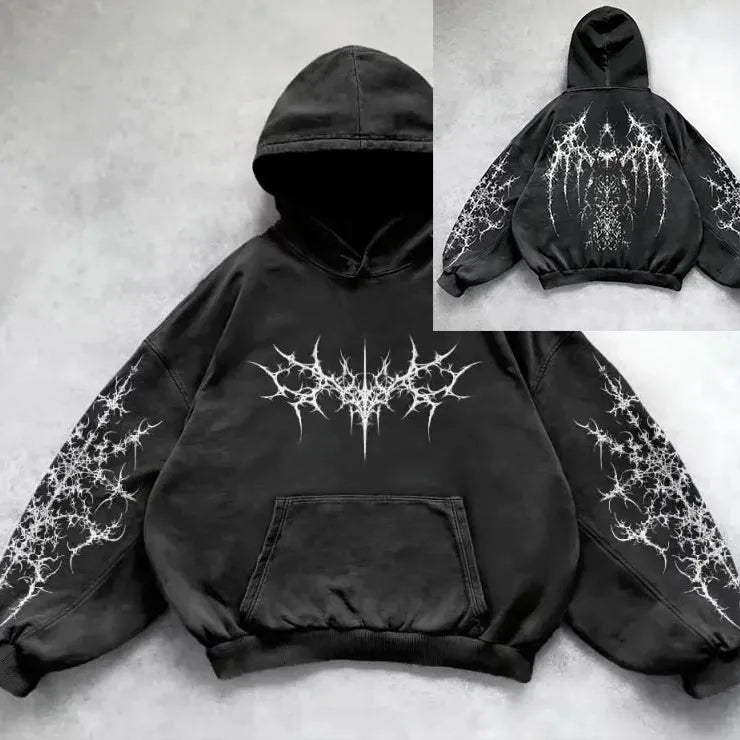 Fashionable Hoodie Sweatshirt Women's Harajuku Style Printed Front Back Hooded Top Ladies Casual Streetwear Polyester Fiber