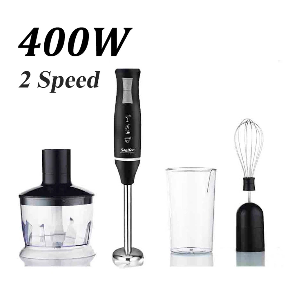 3 in 1 Immersion Blender Hand Food Mixer Includes Chopper and 700ml Smoothie Cup Stainless Steel Ice Blades Whisk Sonifer