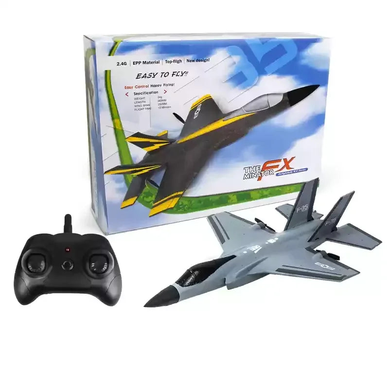 F35 Remote Control Foam Glider | 2-Channel RC Plane | Colorful LED Lights | Fixed Wing Model | Kids Toy