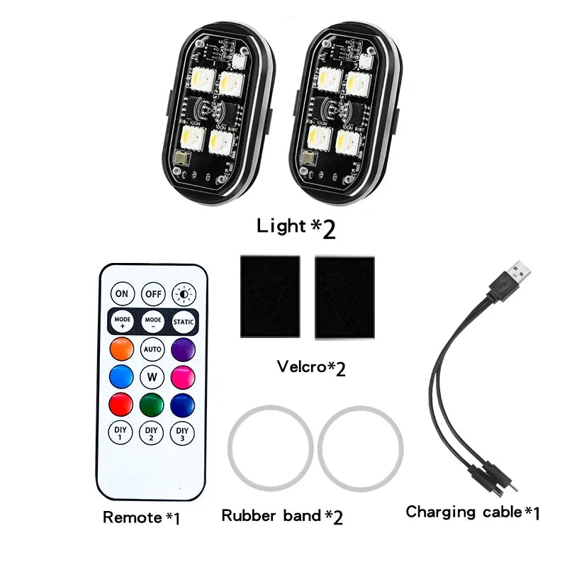 Rechargeable Wireless Light Aircraft Airplane Helicopter Warning Lights RGB Led Motorcycle Strobe lights LED Flash Light