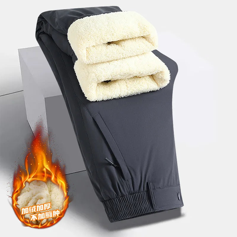 Men's Fleece Winter Pants Sherpa Lined Active Jogger Sweatpants Drawstring Elastic Windbreaker Hiking Trousers Plus Size 8XL