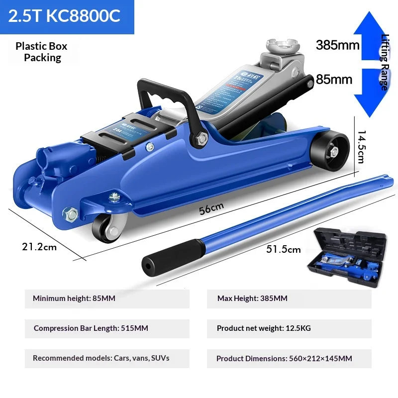 Car Rescue Tool Hydraulic Jack Pneumatic Lift Small Portable Car Jack Heavy Duty Low Profile Quick Raise Garage Emergency Change