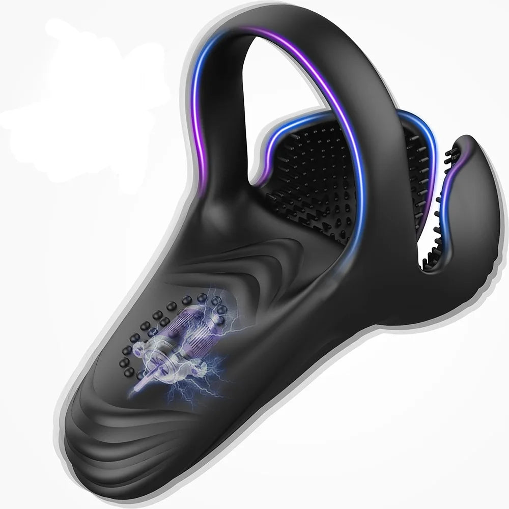 Powerful Vibrating Cock Ring 3 IN 1 Testicle Massager Perineum Stimulator for Men Sex Toys Male Penis Ring Vibrator Adult Goods