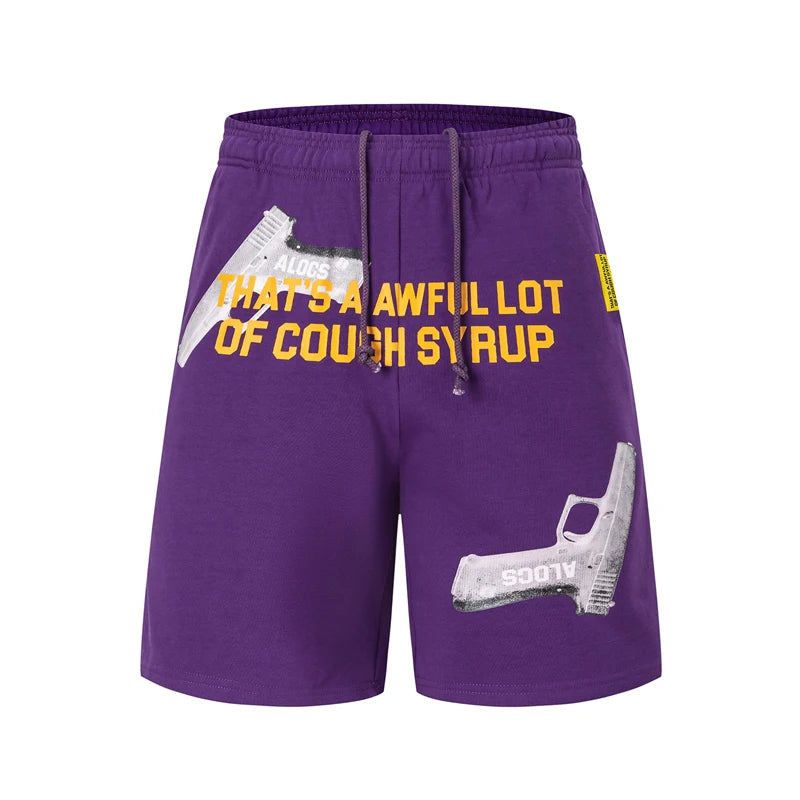 2026 New That's A Awful Lot of Cough Syrup Men's Casual Shorts Snow Mountain Print Shorts Loose Casual Beach Shorts