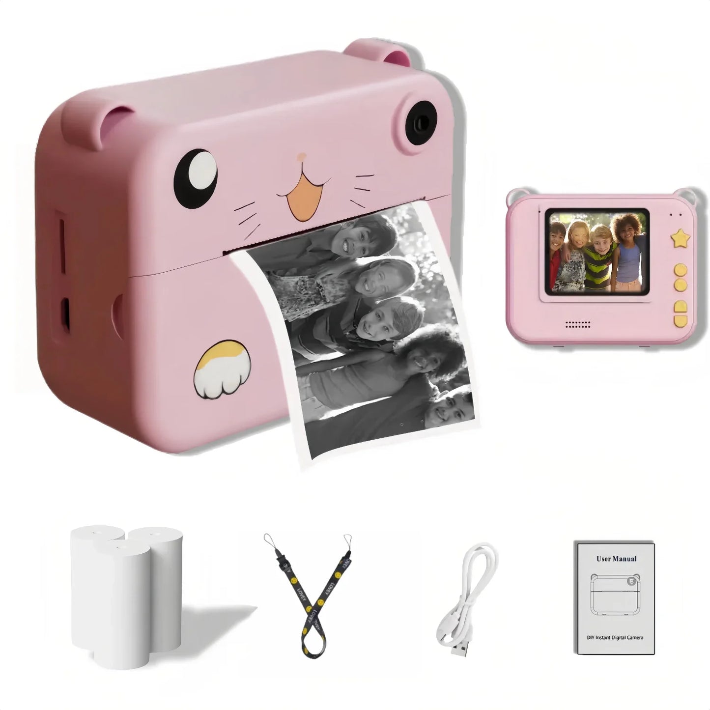 Digital Children Camera For Photography Mini Printer Portable Thermal Instant Print Photo Kids Camera 1080P HD 2.4inch Toy Gifts