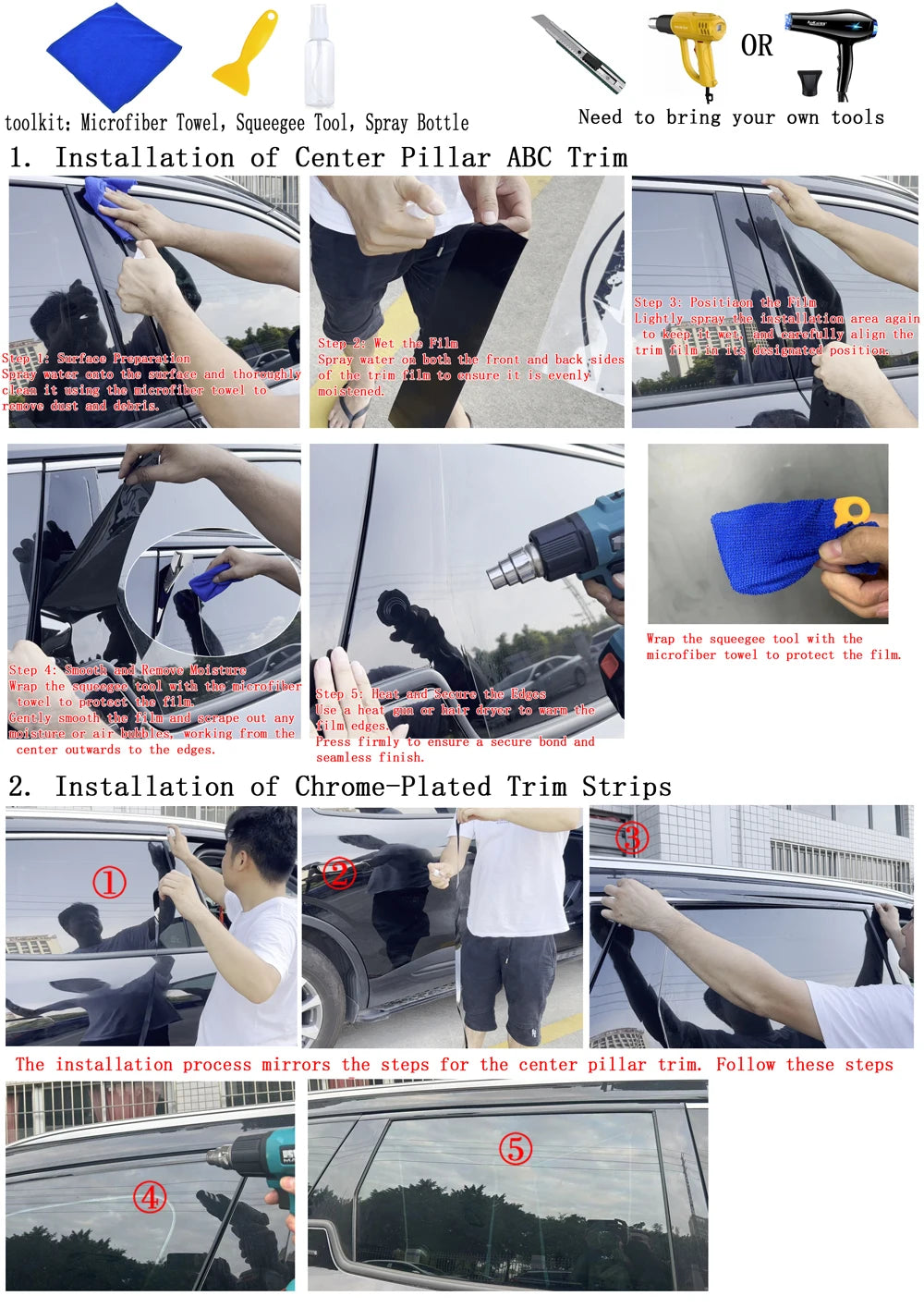 Glossy Black PVC Car Window Decorative Strip Sticker for Jaguar XF X250 2008-2015 Exterior Protection Accessory