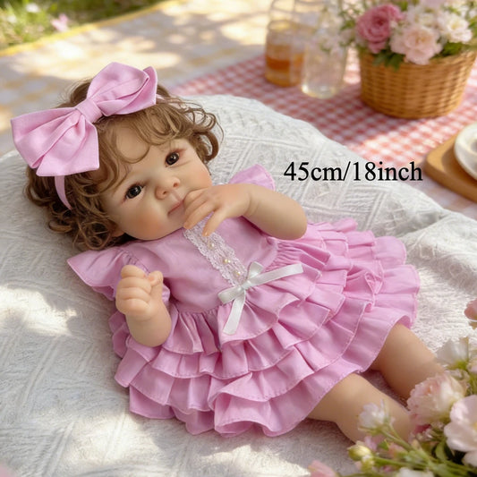 AONPENG 45 CM 18INCH Reborn Baby Doll Toy Realistic Handmade Full Vinyl Body Babies Doll Lifelike Fashion Birthday Gift Toy Doll