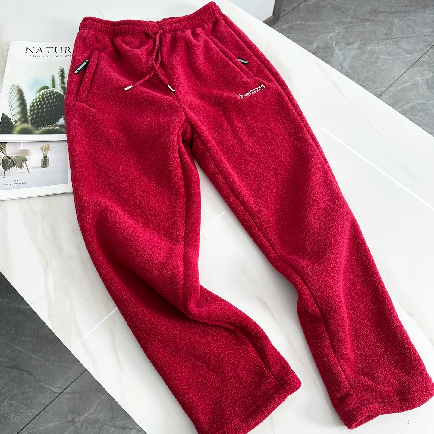 Thickened Fleece Lined Straight Leg Casual Pants for Men Winter Leisure Trousers Trendy Couple Pants Chinese Brand