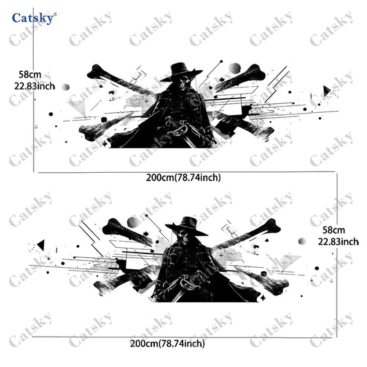 Skeleton Cape Hat Silhouette Car Vinyl Wraps Decal Self-adhesive PVC Sticker Suitable for Trucks SUV Decor Auto Accessories Gift