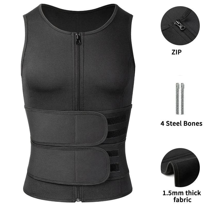 Men Corset Slimming Body Shaper Fat Burning Vest Sauna Sweat Belly Waist Trainer Sport Girdle Shirt Fitness Shapewear Underwear