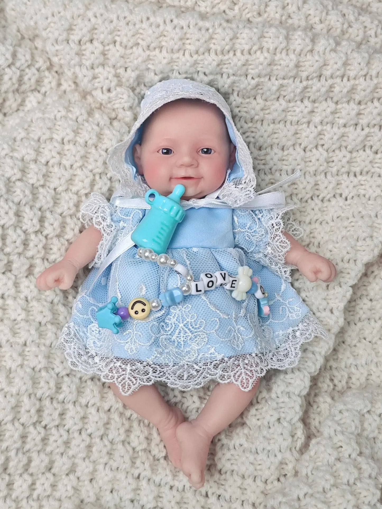 Realistic Miniature Babies 7" Full Body Silicone Reborn baby Doll Open Eyes Girl Looks Real with Accessories for Kids Gift