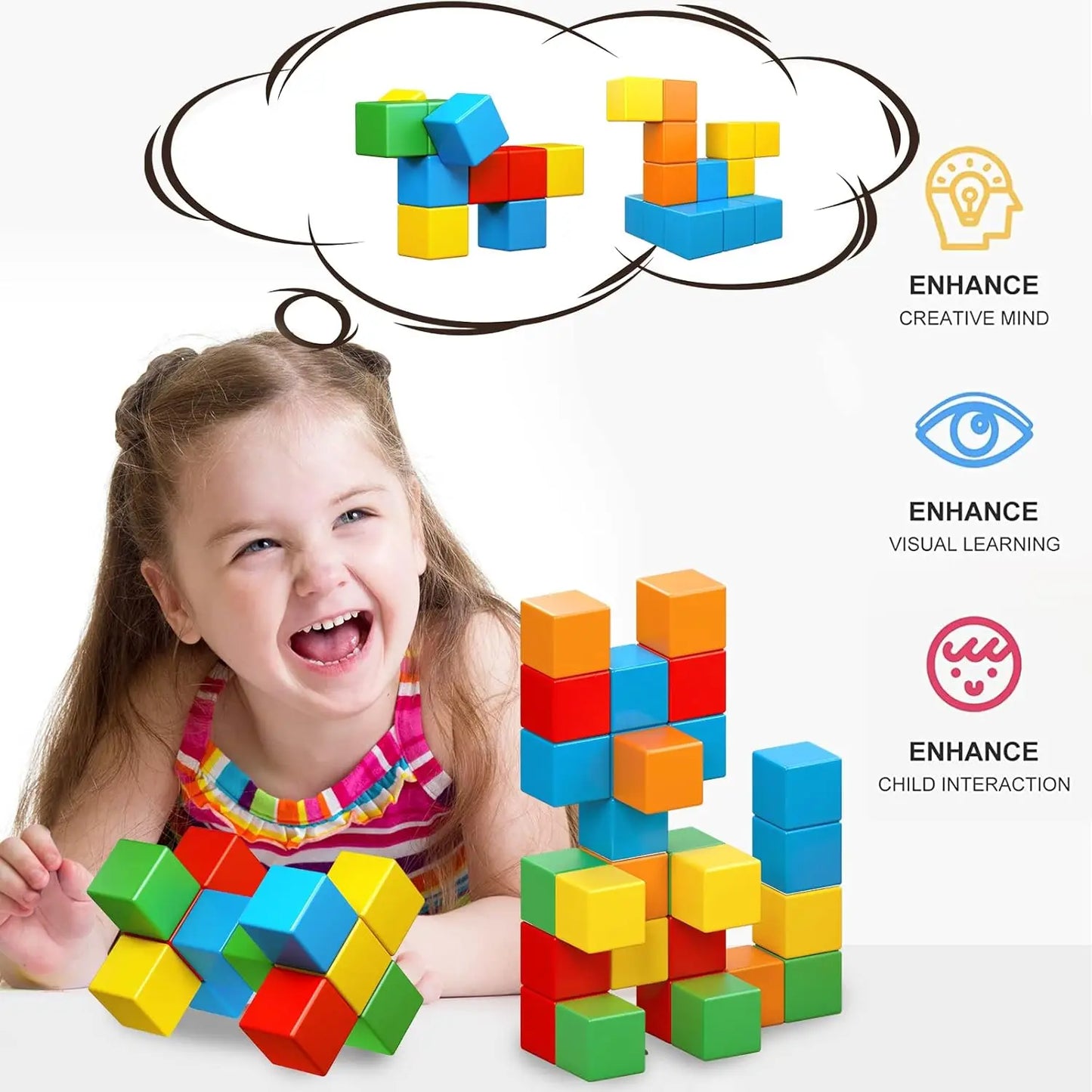 30PCS Magnetic Blocks, Gifts for 3 4 5 6 Year Old, Magnet Building Blocks for Toddlers Girls & Boys, Sensory - Montessori