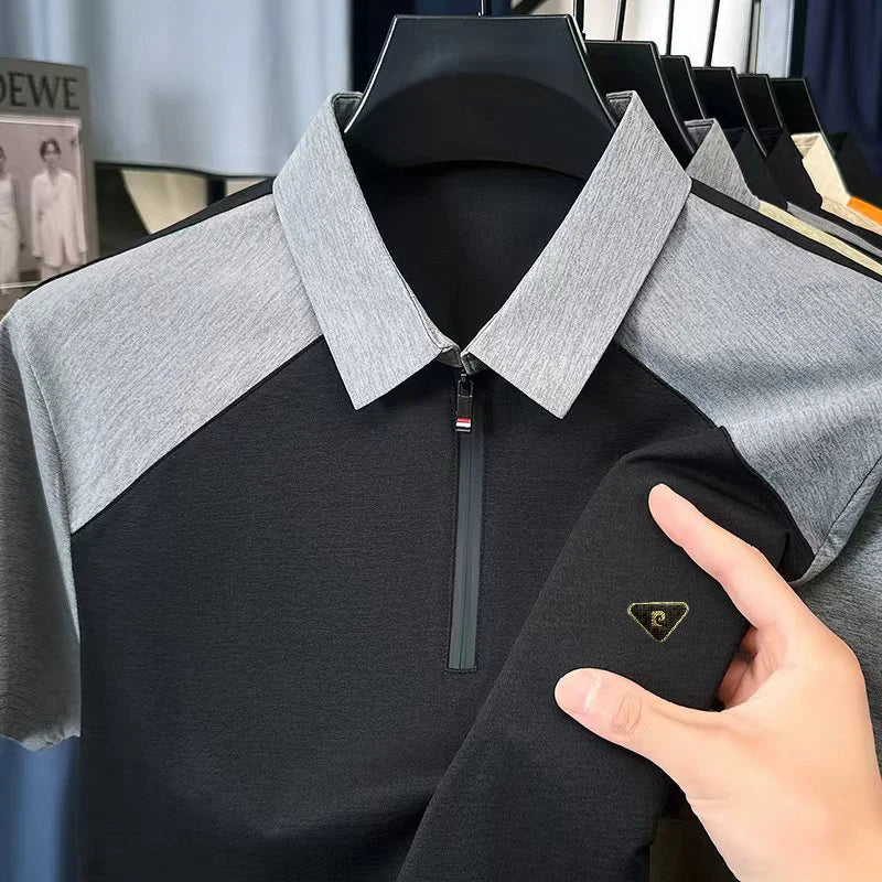 Designer Edition Men's Short-Sleeved Polo Shirt Lapel Half-Zip Color Blocking Stamp Outdoor Sports Leisure Ventilate MenClothing