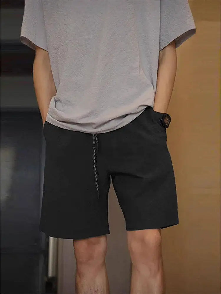 Black Bubble Cloth 4-Part Men's Summer Thin American Quick-Dry Sports Shorts Knee-Length Five-Part Mid-Pants Casual Outdoor S...