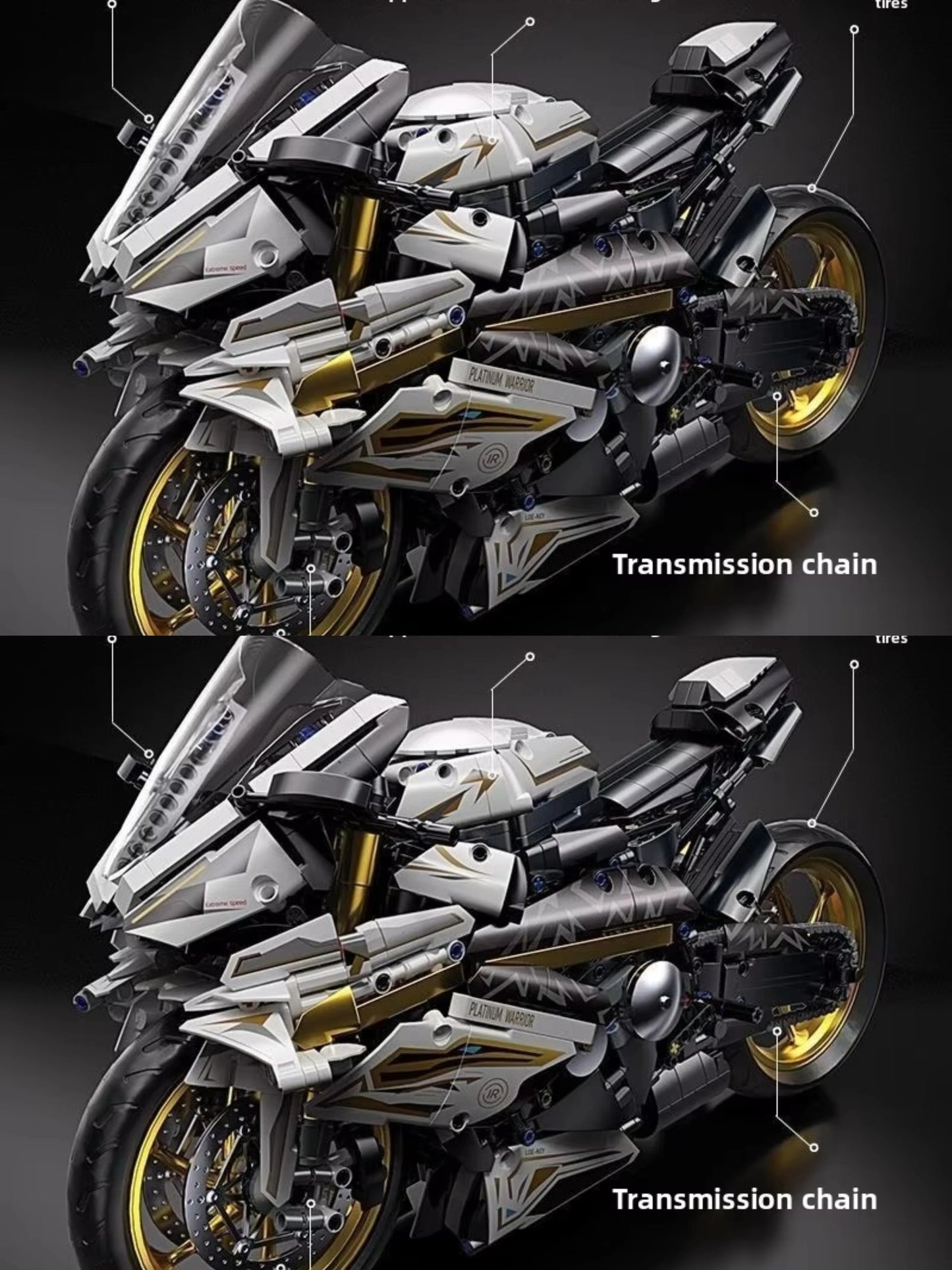 Platinum BMW Motorcycle Mechanical Racing Children's Toys Puzzle Assembled Building Block Model Ornaments Boy Gift
