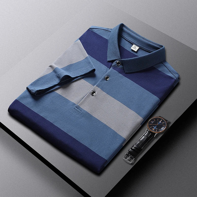 New Summer Men Classic Striped Polo Mens Cotton Short-Sleeved Fashion Business Casual Hot Polo Shirt Male Dropshipping LZLLTT