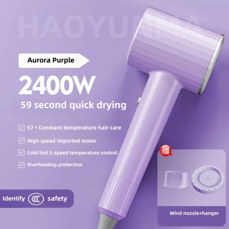 2400W High-Power Hair Dryer, Blue Light Ion Silent Magnetic Suction Hanger, Household Hair Salon Quick Drying Hair Dryer