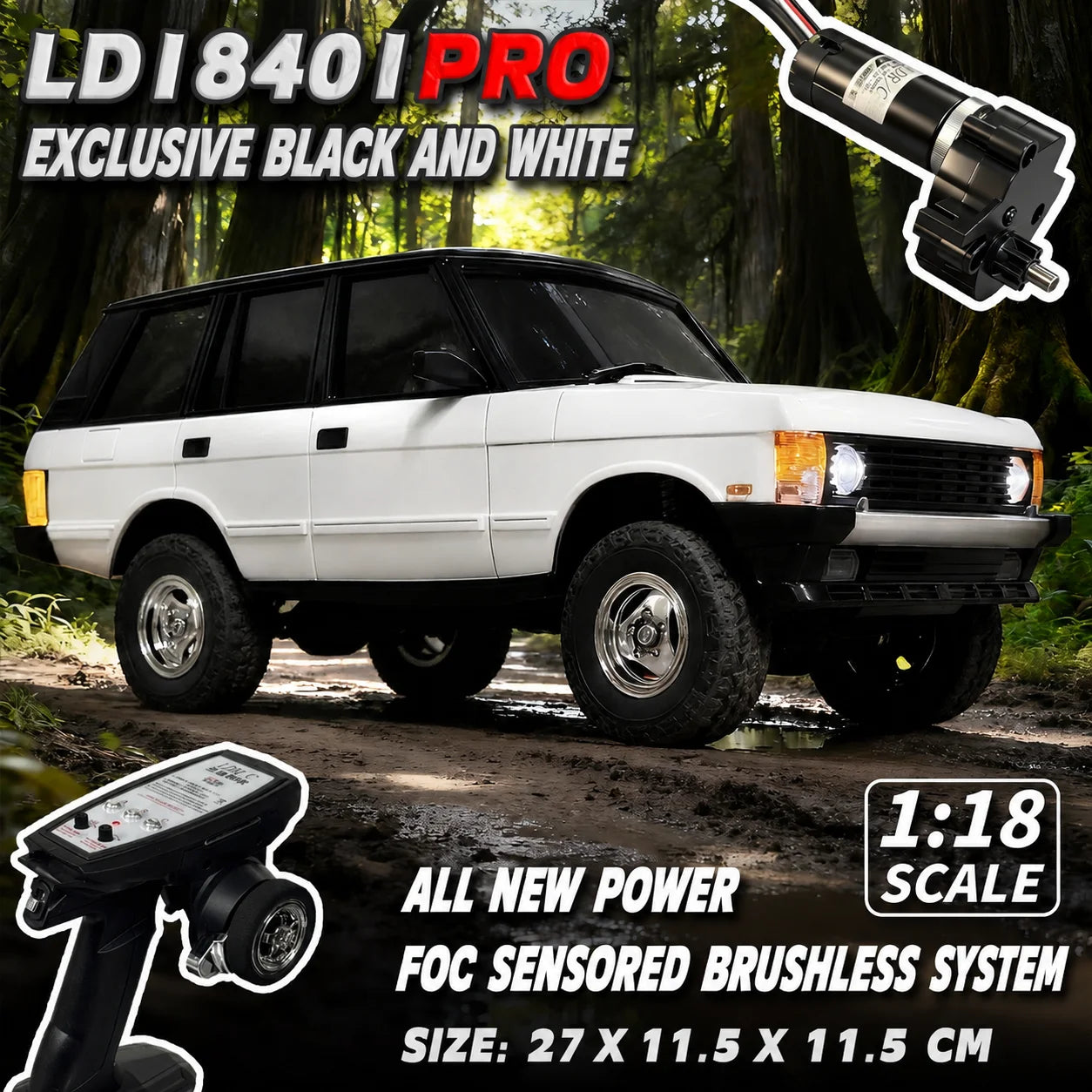 New Purple LDRC 18401PRO 1:18 RC Crawler Brushless 4WD Off-Road Truck FOC Sensored Hobby RC Car For Boys