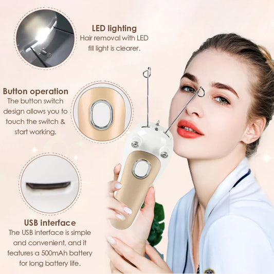 Electric Threading Epilator Women Painless Facial Body Hair Remover Cotton Thread Portable for Face Leg Arm Body Free Shipping