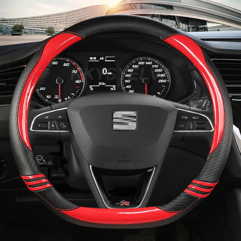 Carbon Fibre Car Steering Wheel Cover For Seat Leon 5F Mk3 2013-2022 Ibiza 6J 2022 Tarraco Arona Ateca Alhambra Auto Accessories