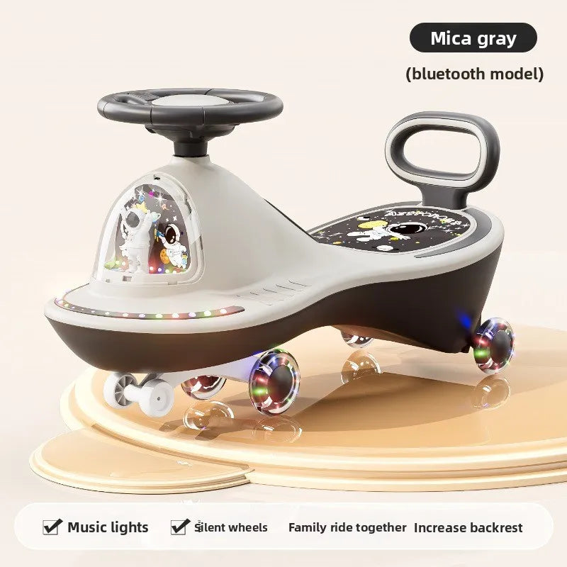 Children Wobble Car Anti Tip Swing Ride TwinSeat Unisex Silent Flashing Wheels Ages 1 9 Children's Wiggle Car