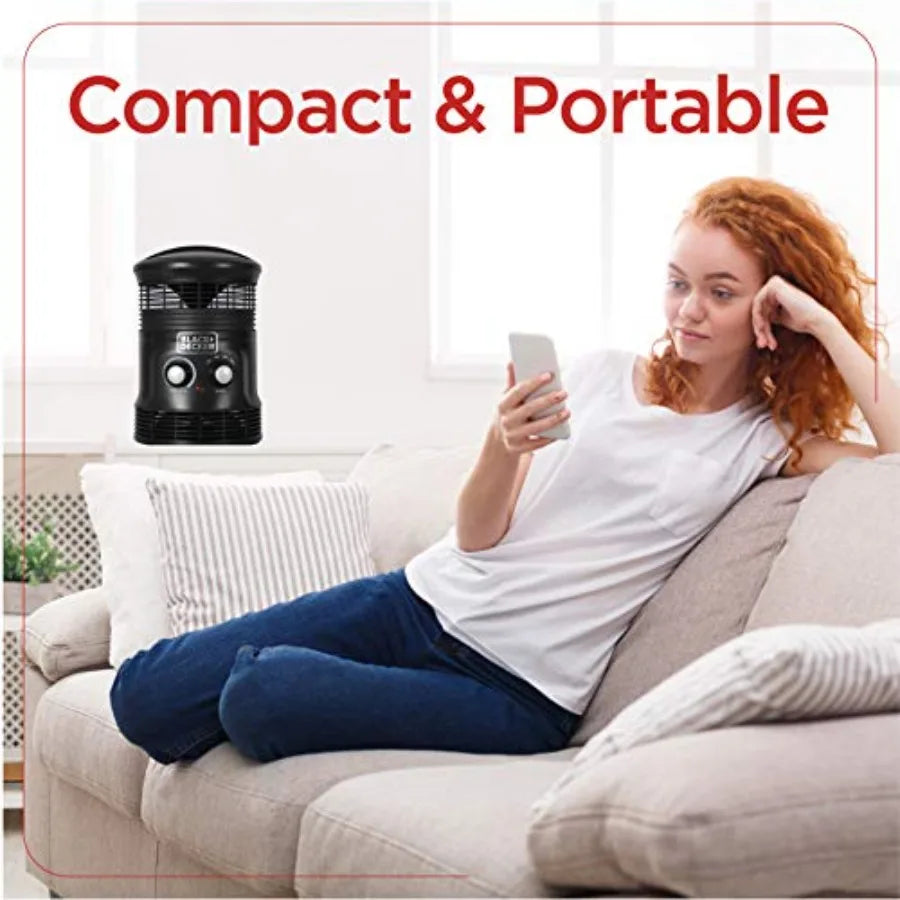 360-Degree Surround Heater and Fan Combo 360 Space Heater for Office Desk Home Office and Personal Use Desk 2 Heat and Fan Only