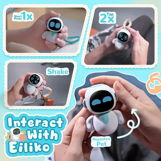 ENERGIZE LAB Eiliko Aquamarine Your Tiny AI Charm Robot That Matches Every Daily Outfit, Fun Electronic Pendant Toys For Kids