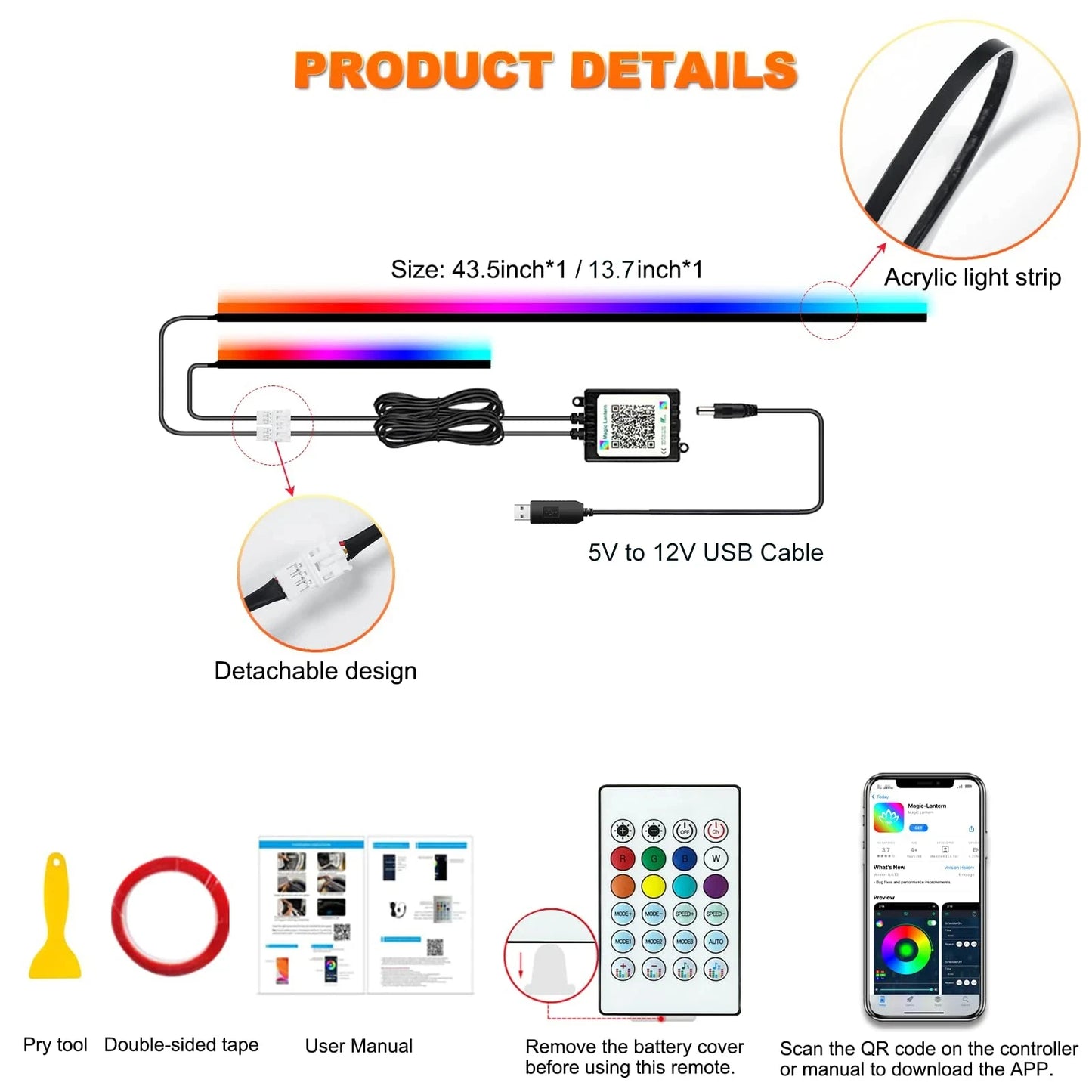 22 In 1 Car Ambient Lights RGB 64 Colors LED Interior For BMW F10 F11 F20 F30 G01 G02 G05 E36 E39 E60 E87 E90 E91 E92 X3 X4 X5