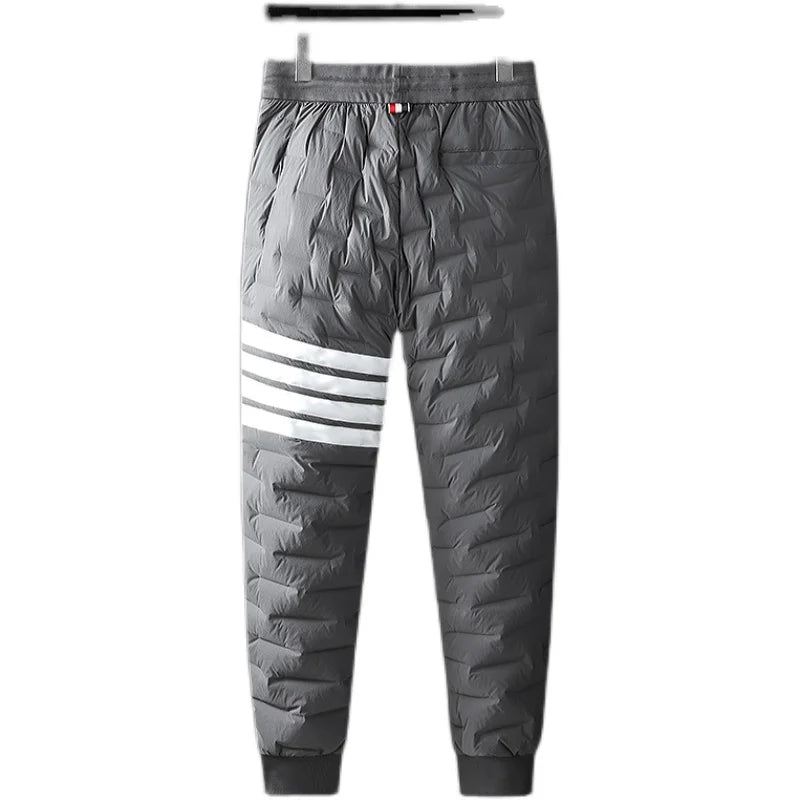 Thickened Warm Waterproof Durable down Trousers Men's Fashionable Trendy Cuffed Elastic Outerwear Casual Slim Fit Long Pants