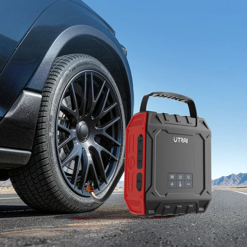 UTRAI 4000A Car Jump Starter with Air Compressor & Removable Magnetic Light Panel & & Outdoor Camping Lights Emergency Booster