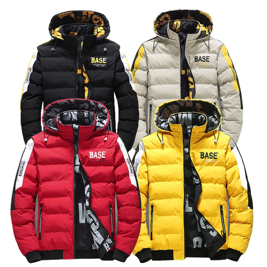 Streetwear Parkas Men Double-Sided Wear Men's Puffer Jacket Outdoor Winter Thickened Down Coat Letter Print Casual Parka Coats