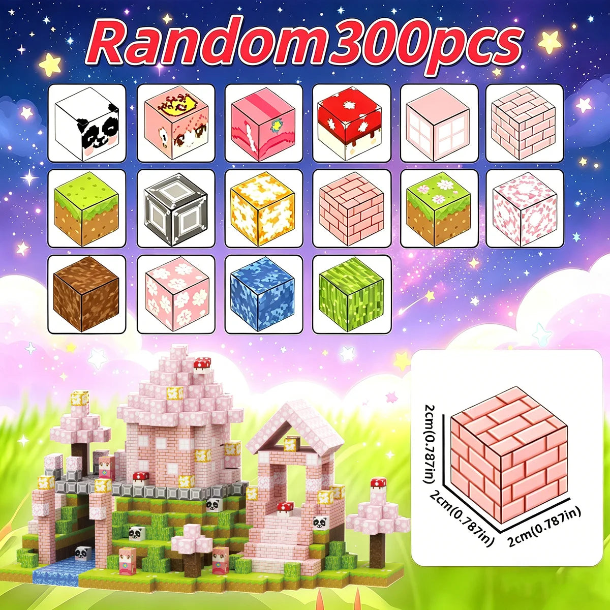 Magnetic Building Block Bricks Toy Pink Girly Mine Stacking World STEM Set Model Set DIY Educational Kids Girls Birthday Gifts