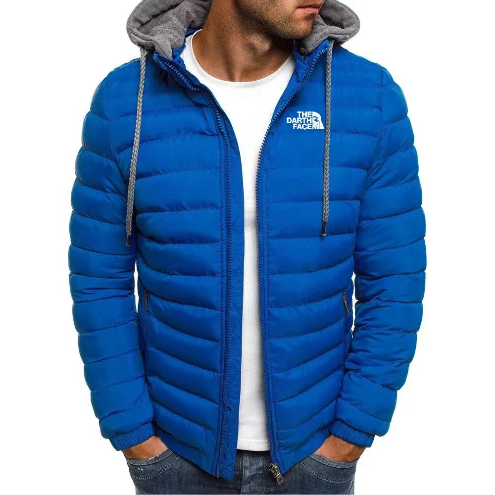 2024 casual outdoor winter men's warm zipper street business travel slim fit fashionable hooded jacket