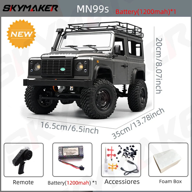 New MN99S V2 1:12 Scale MN Model RTR RC Car 2.4G 4WD RC Rock Crawler MN98 MN99 Defender Pickup Remote Control Truck Toys