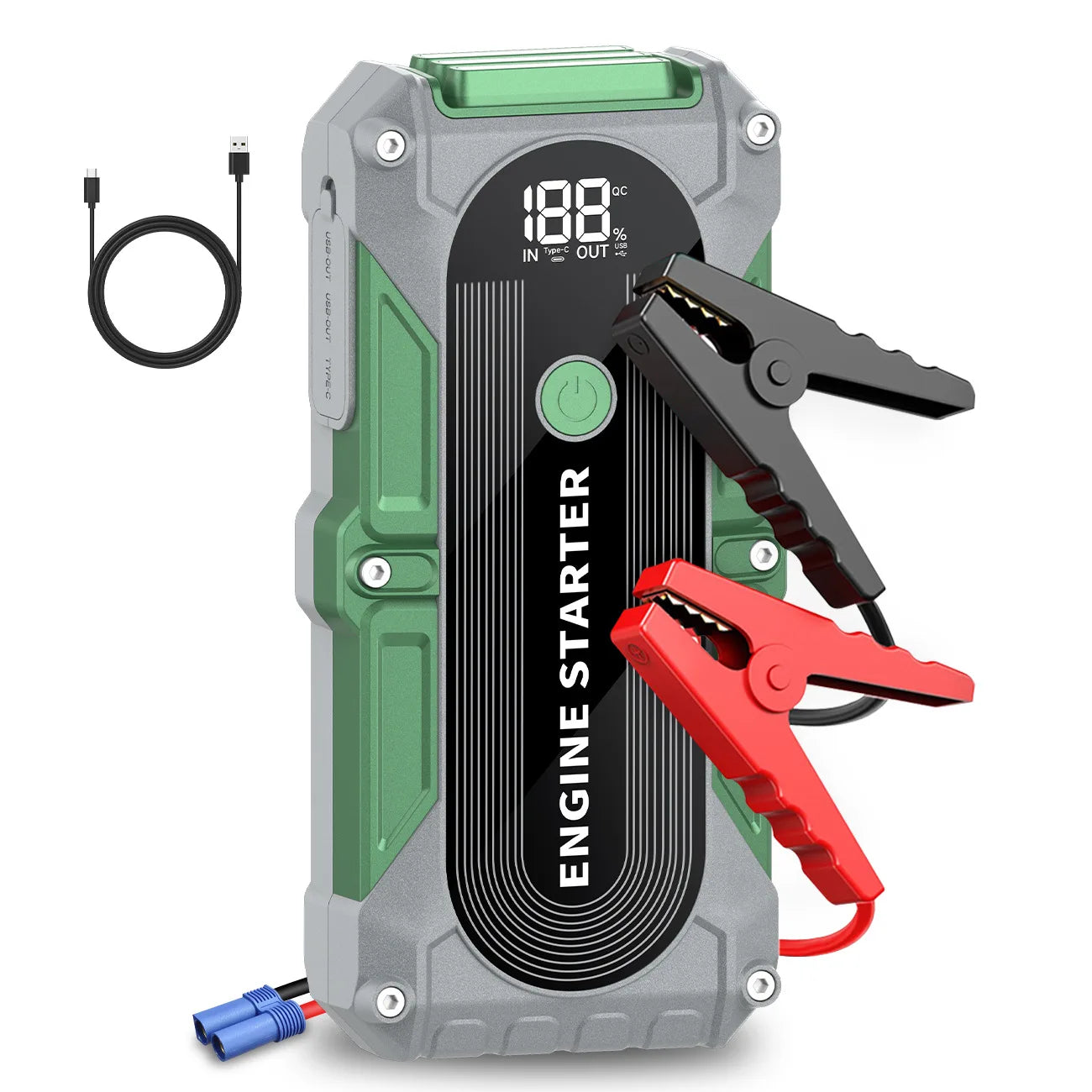 3000A Jump Starter Power Bank With Quick Start Capability, USB Charging, LED Emergency Light Function, Versatile Car Tool